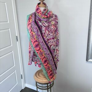 Simons Neon Paisley Lightweight Women's Scarf with Multicolor Accents